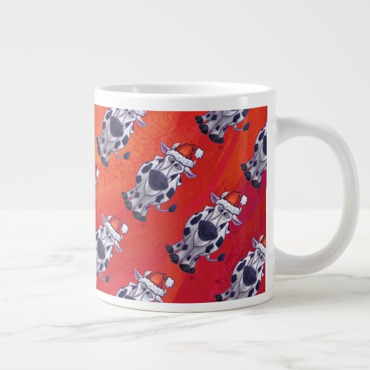 Kerstgevarensysteem voor Koe op rood veld Grote Koffiekop (Rechts)