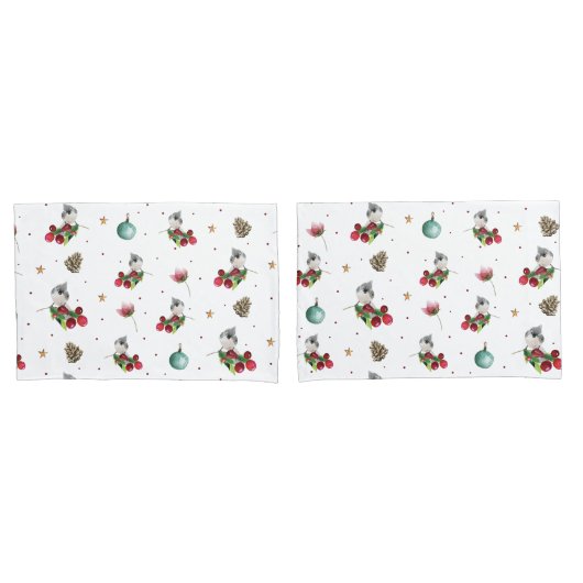 Kerstgevel Titmouse Winter Bird Pattern Kussensloop (Voorkant-Set)