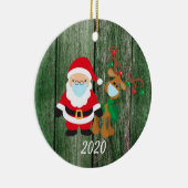 Kerstgevelmasker, kerstman en rendier, 2020 hout keramisch ornament (Rechts)