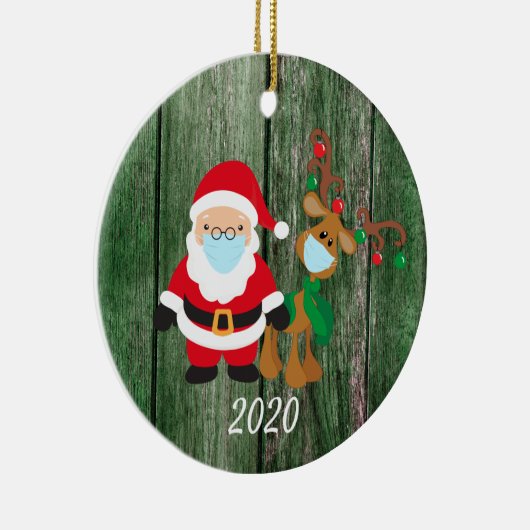 Kerstgevelmasker, kerstman en rendier, 2020 hout keramisch ornament (Rechts)