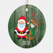 Kerstgevelmasker, kerstman en rendier, 2020 hout keramisch ornament (Links)
