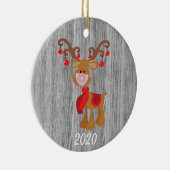 Kerstgevelmasker Rudolph Reindeer 2020 Wood Keramisch Ornament (Rechts)