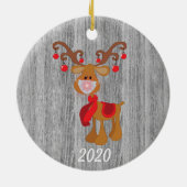 Kerstgevelmasker Rudolph Reindeer 2020 Wood Keramisch Ornament (Achterkant)