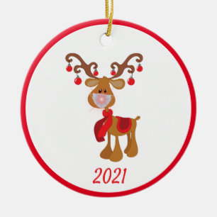 Kerstgevelmasker Rudolph Reindeer 2021 Keramisch Ornament