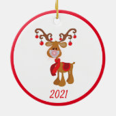 Kerstgevelmasker Rudolph Reindeer 2021 Keramisch Ornament (Achterkant)
