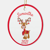 Kerstgevelmasker Rudolph Reindeer 2021 Keramisch Ornament (Links)