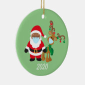 Kerstgevelmasker Santa Reindeer Ethnic 2020 Keramisch Ornament (Rechts)