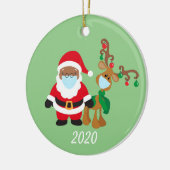 Kerstgevelmasker Santa Reindeer Ethnic 2020 Keramisch Ornament (Links)