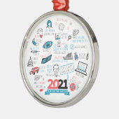 Kerstgevierde Feestdagen 2021 Vaccinatiejaar Metalen Ornament (Links)