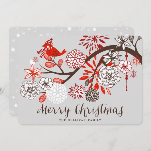 Kerstgevlekte Vlamvezel Kaart (Voorkant / Achterkant)