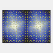 Kerstgevoel - gouden sterren, kerstbomen inpakpapier vel (Voorkant 3)