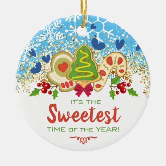 Kerstgevroren koekjes bakkerij winter keramisch ornament (Voorkant)