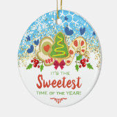 Kerstgevroren koekjes bakkerij winter keramisch ornament (Links)