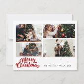 Kerstgezin 4 foto's Feestelijk Notitiekaartje (Voorkant)