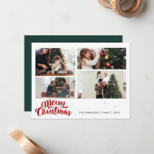 Kerstgezin 4 foto's Feestelijk Notitiekaartje (Voorkant / Achterkant in situ)