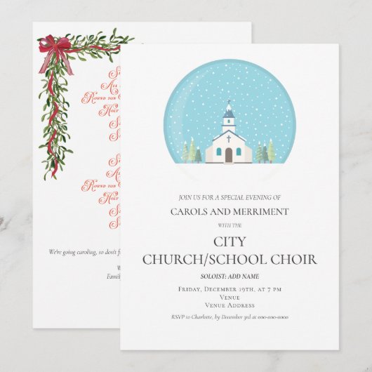 Kerstgezin Karaoke Kerk Karolendienst Kaart (Voorkant / Achterkant)