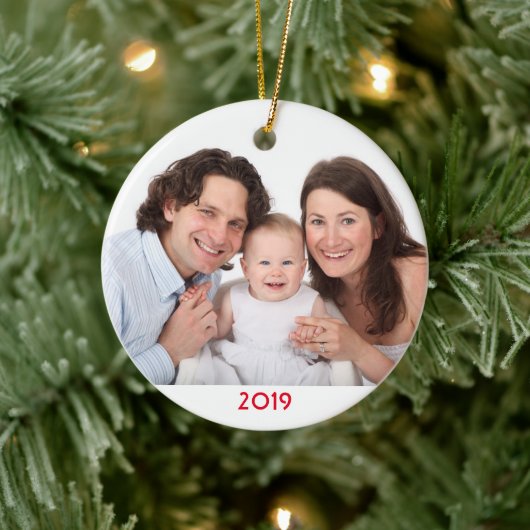 Kerstgezin - Sjabloon 2019 voor eigen foto's Keramisch Ornament (Boom)