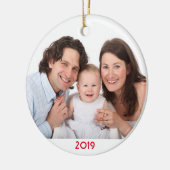 Kerstgezin - Sjabloon 2019 voor eigen foto's Keramisch Ornament (Links)