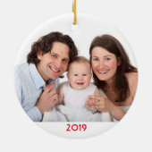 Kerstgezin - Sjabloon 2019 voor eigen foto's Keramisch Ornament (Achterkant)