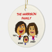 Kerstgezin van drie Cartoons met dochter Keramisch Ornament (Links)