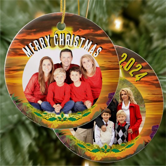 Kerstgezin Zonsondergang 2584 Keramisch Ornament