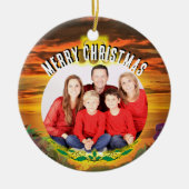 Kerstgezin Zonsondergang 2584 Keramisch Ornament (Voorkant)
