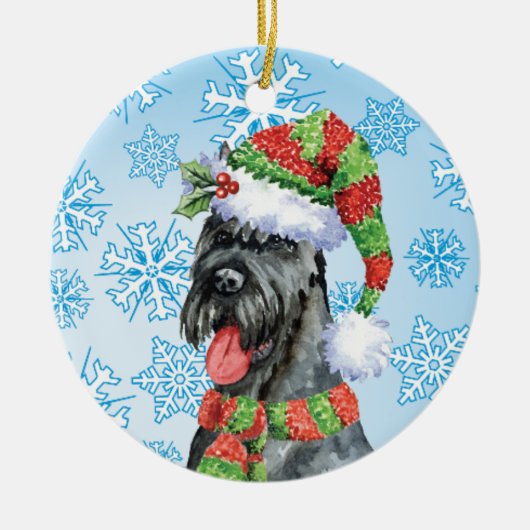 Kerstgigant Schnauzer Keramisch Ornament (Voorkant)