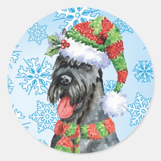 Kerstgigant Schnauzer Ronde Sticker (Voorkant)