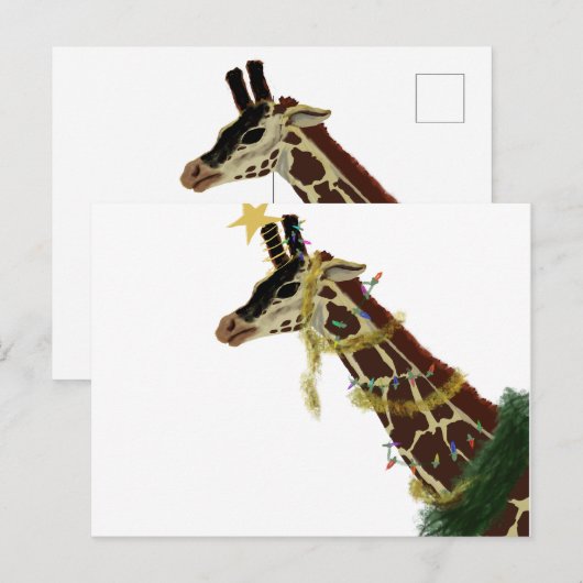 kerstgiraf briefkaart (Voorkant / Achterkant)
