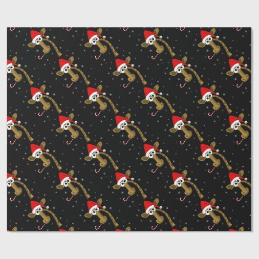 kerstgiraf cadeaupapier (Vlak)