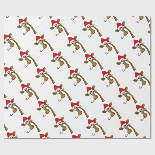 kerstgiraf cadeaupapier (Vlak)