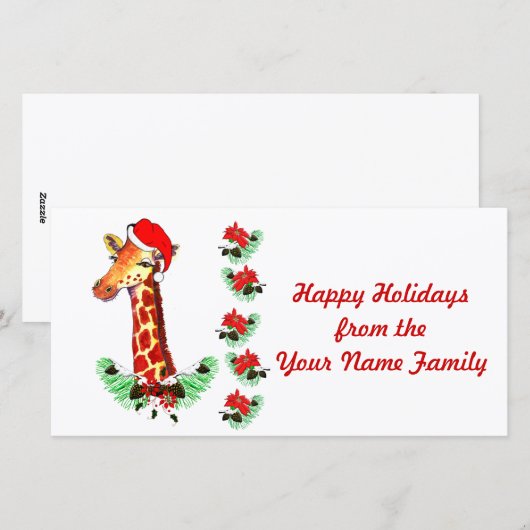 Kerstgiraf Feestdagenkaart (Voorkant / Achterkant)