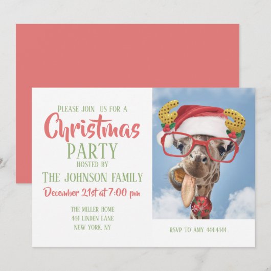 kerstgiraf kaart (Voorkant / Achterkant)