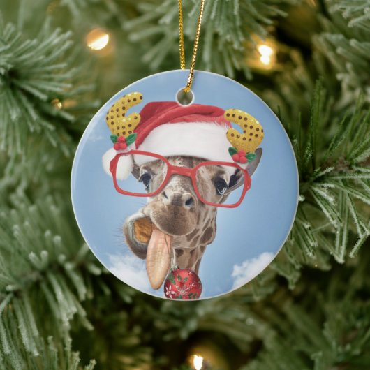 kerstgiraf keramisch ornament (Boom)