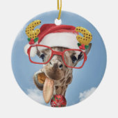 kerstgiraf keramisch ornament (Voorkant)