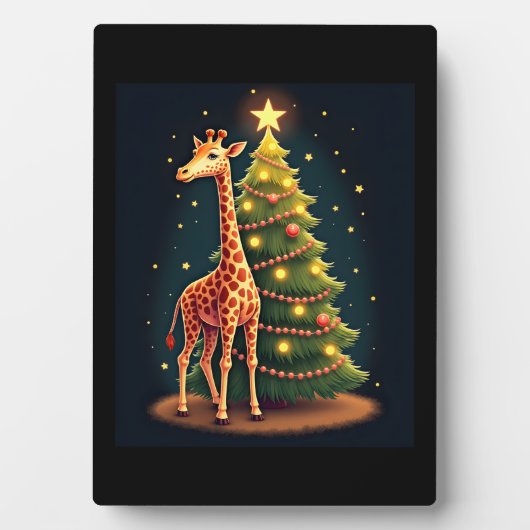 Kerstgiraf Officiële Boomtopper Grappig Groot Fotoplaat (voorkant)