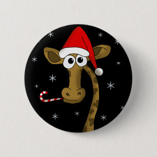 kerstgiraf ronde button 5,7 cm