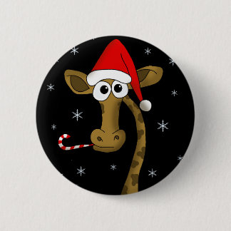 kerstgiraf ronde button 5,7 cm