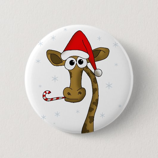 kerstgiraf ronde button 5,7 cm (Voorkant)