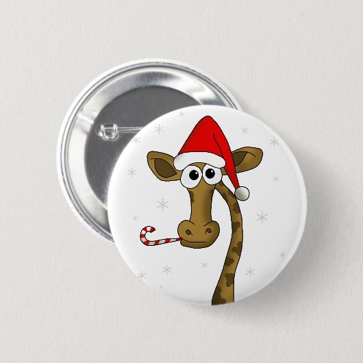 kerstgiraf ronde button 5,7 cm (Voorkant /achterkant)