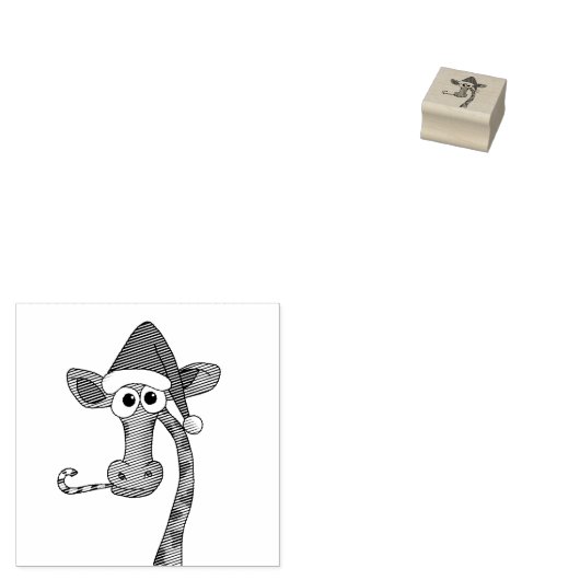 kerstgiraf rubberstempel (Gestempeld)