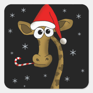kerstgiraf vierkante sticker