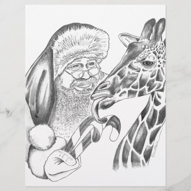 kerstgiraffe en Santa (Voorkant)