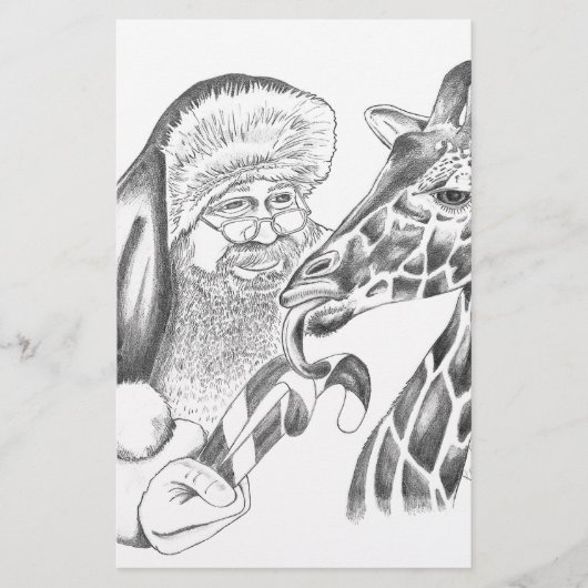 kerstgiraffe en Santa Briefpapier (Voorkant)