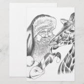 kerstgiraffe en Santa Briefpapier (Voorkant / Achterkant)