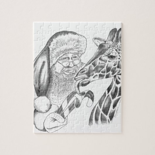 kerstgiraffe en Santa Legpuzzel (Verticaal)