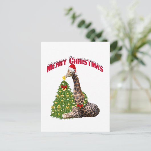 kerstGiraffe Feestdagenkaart (Staand voorkant)