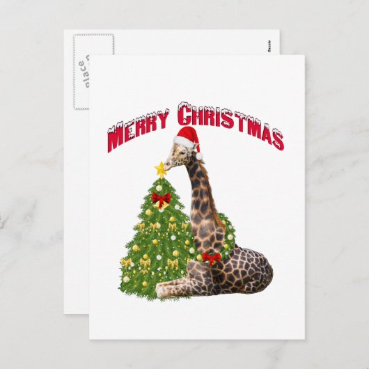 kerstGiraffe Feestdagenkaart (Voorkant / Achterkant)