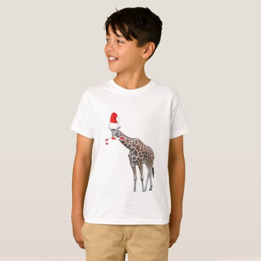 KerstGiraffe met Santa Hat T-shirt (Voorkant volledig)