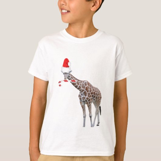 KerstGiraffe met Santa Hat T-shirt (Voorkant)